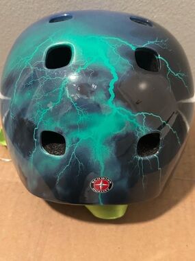 Schwinn Blue Bicycle Helmet with Lime Green Lightning